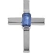 14K White Gold Iolite Cross Pendant