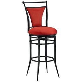 Click here to buy Hillsdale Cierra 30-Inch Swivel Bar Stool, Black Finish with Flame Faux-Suede Fabric by Hillsdale Furniture.