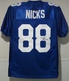 Hakeem Nicks Autographed/Hand Signed New York Giants Blue Jersey