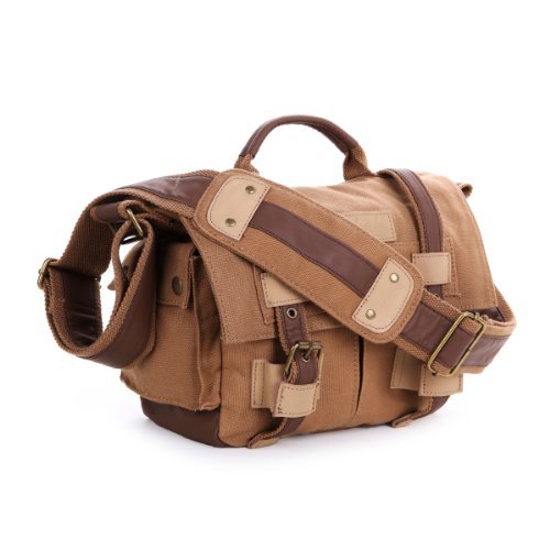 THG Brown Canvas Vintage DSLR SLR Camera Shoulder Handbag For f. Nikon Sony Canon Pentax Olympus