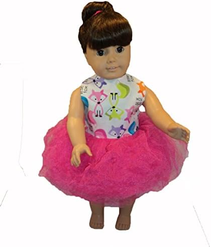 Cute Little Fox Sleeveless Dress with crushed Tulle Tutu Overskirt - be ready for American Girl type 18 inch Doll Dancing Class!