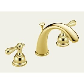 Click here to buy Delta C Spout 3583-PBLHP Bathroom Lavatory Faucets Polished Brass by Delta Faucet Company.