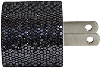 Candy Cables Android Black Glitter Cell Phone Cable + Wall Charger Sync / Charging Set