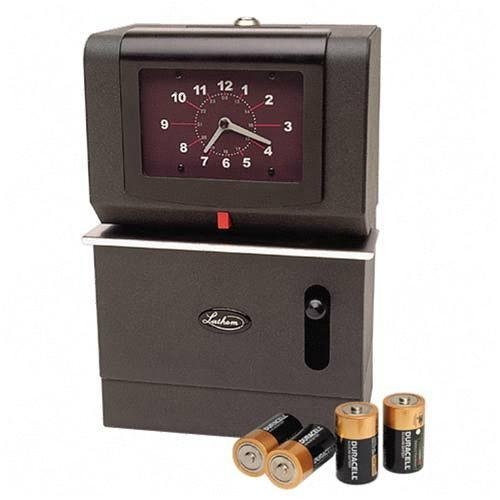 Lathem Time LTH2124BATT 2000 Series Heavy Duty Manual Time Recorder Battery Powered Date Continental Hours Minutes Charcoal Gray
