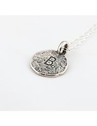 Hand Stamped Sterling Silver Pendant - Initial B