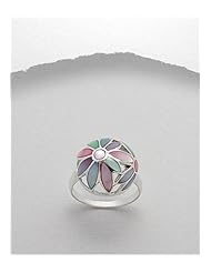 Flower Shell Ring In 92.5 Sterling Silver