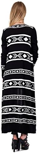 The Texas Cowgirl Women's Aztec Tribal Long Maxi Cardigan Small Black White