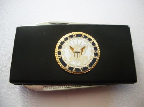 Navy Black Stainless Steel Money Clip with Knife & Nailfile in Body of Clip