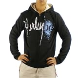 Mens Hurley Dwightastic black winter Sherpa lined fleece hoodie jacket. Very high quality skate surf brand full front zip sweater with artistic printed design logo embroidered on top. Great authentic sweatshirt to match with various styles.
