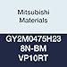 Mitsubishi Materials GY2M0475H238N-BM VP10RT GY Carbide Grooving Insert for Copying/Medium Feeds, Coated, Sintered Peripheral, Neutral, H Seat, 0.187" Groove Width, 0.094" Corner Radius (Pack of 10)