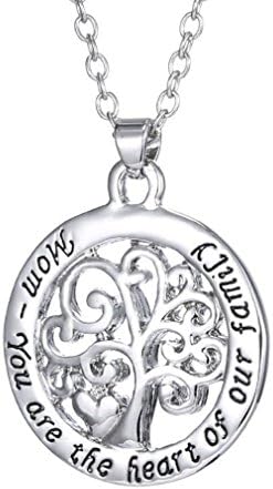 Mom You Are The Heart Of Our Family Tree Of Life Chain Silver Fashion Pendant Necklace