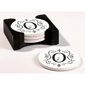 Monogram Round Absorbent Coaster - O by Initial Boutique