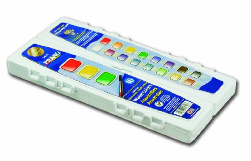 Prang Half Pan Watercolor Set with Brush, 16 Assorted Colors (01600)