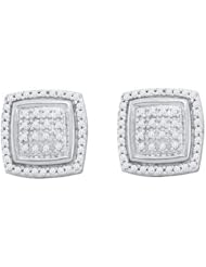 10KT White Gold 0.28 CTW Diamond Micro Pave Earrings