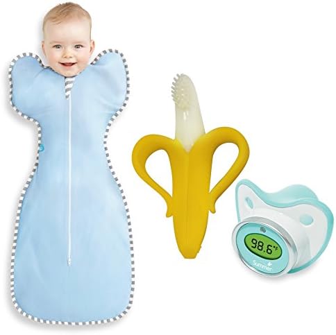 Love To Dream Swaddle Up Original (Medium) with Banana Brush and Pacifier Thermometer, Blue