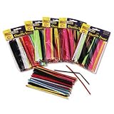 Chenille Regular Stems, 6" X 4Mm, Metal Wire, Polyester, Assorted, 100/Pack