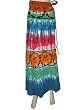 Orange Blue Tie-Dye Paisley Print Bohemian Cotton Wrap Around Skirt for Womens