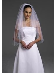 David's Bridal 2 Tier Elbow Veil with Scalloped Beaded Edge Style V7540 by David's Bridal