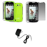 EMPIRE Neon Green Rubberized Hard Case Cover + Screen Protector + Home Wall ....