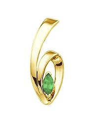 14K Yellow Gold Marquise Cut Emerald Pendant -- LIFETIME WARRANTY