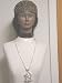 Sterling Silver Plated Charm Long Chain Necklace with New York Yankee Pendant for Women and Teens Offered in Combination with Hand Crocheted Black Chenille Gold Gimp Tweed Skull Cap