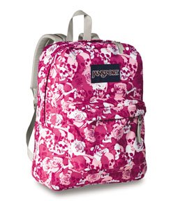 JanSport Superbreak Backpack (Plum Violet Skull Camo) under The Apparel Store