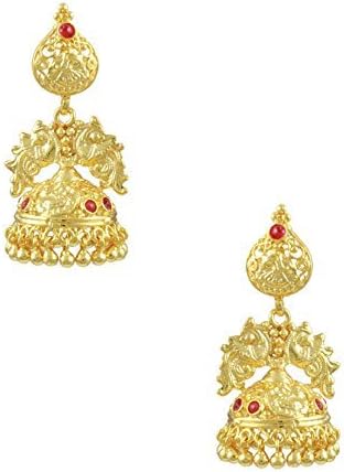 Temple Golden Jhumki Earrings