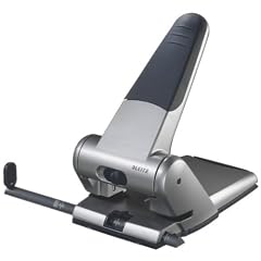 Esselte Leitz 51800084 Registraturlocher bis A3, 6,5 mm, mit Anschlagschiene, silber