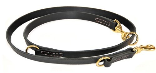 Dog Leash – High Quality Leather – Black – Multi Functional – 5ft – 3/4″ Width – Great for Everyday Use !!! Comes Also in Brown !