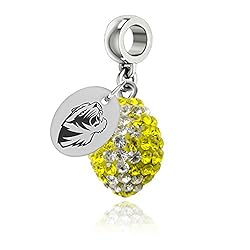 Missouri Tigers Crystal Football Drop Charm Fits All Pandora Style Bracelets