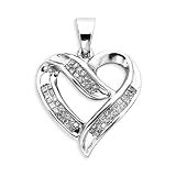 14K White Gold 1/2 ct. Diamond Invisible Set Heart Pendant with Chain