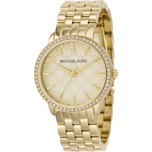 Michael Kors Watches Michael Kors Ladies Gold 5- Link Round Argyle MK with Glitz