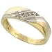 10k Gold Men's Diamond Band w/ Rhodium Accent, w/ 0.03 Carat Brilliant Cut Diamonds, 1/4 in. (6mm) wide