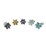 Star Flower Diamond, Garnet, Aquamarine, Amethyst, and Champagne Color Cubic Zirconia Platinum Overlay Sterling Silver Studs Set