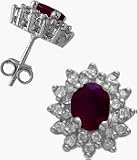 10 Karat White Gold Diamond & Amethyst Gemstone Earrings