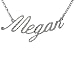 Sterling Silver MEGAN Name Pendant 16 in. Cable Chain Necklace (w/ 1 1/2 in. Extension), Diamond Cut Finish