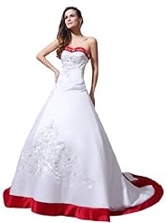 Embroidered Lace-Up Satin Wedding Dress 