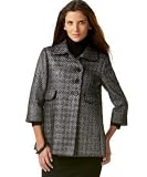 Nine West Elbow-Sleeve Metallic Printed Tweed Jacket