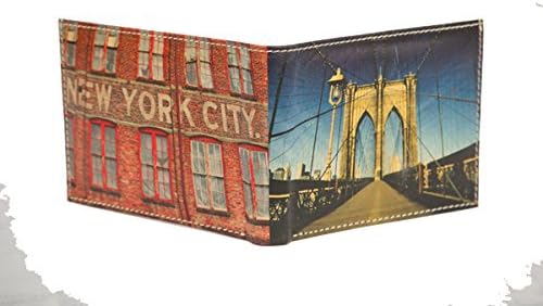 Leather Bi-fold Wallets Featuring Iconic American Photo Images (NYC/Brooklyn Bridge)