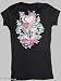Ankh Royalty Black Crystalled Roses Fleur-de-Lis Heart Crown Short Sleeve Tee Shirt