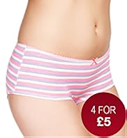Cotton Rich Low Rise Narrow Striped Shorts