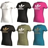 Adidas Damen T-Shirt Trefoil, black/metallic gold, 36