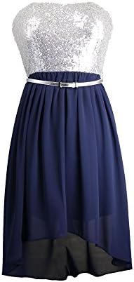 JUNIOR SEQUINS-BODICE HI-LO PARTY DRESS W/ BELT (9)