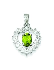 Sterling Silver Peridot & CZ Heart Pendant Jewelry