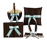 Hortense B. Hewitt Wedding Accessories 4-Piece Set, Darling Duo, Brown and Aqua