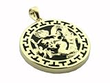 Onyx Dragon's Fury Pendant with Greek Key Bezel, 14k Gold