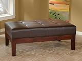 Leather Ottoman with Drawer in Lightly Distressed Heirloom Cherry with Satin Sheen Finish By Powell Furniture