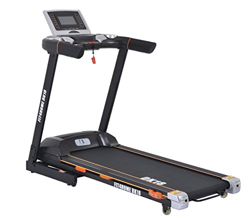 F4H Unisex DK18 Incline Multi-Media Auto Lubricating Shock Absorbing Folding Treadmill, Black, Large