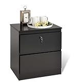 Two Drawers Night Stand with Lock in Black Finish