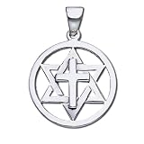 Sterling Silver 1-3/8" Star of David Cross Detailed Pendant